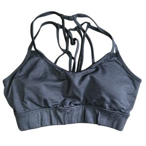 Fabletics Black Strappy Back Sports Bra Medium | Crisscross Activewear Yoga Gym